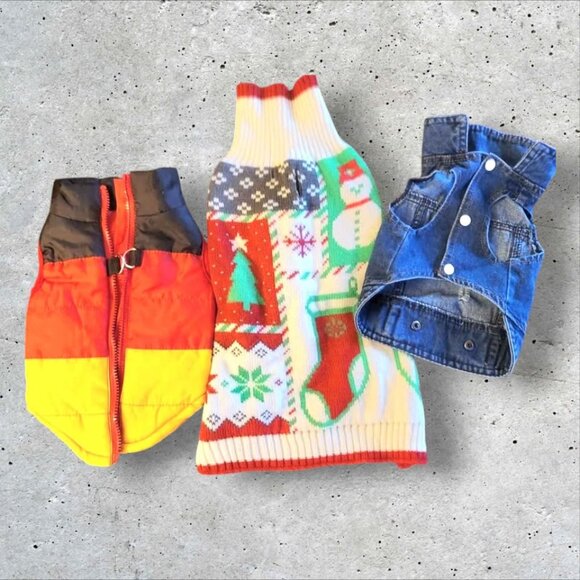 Set of 3pcs Dog Jackets & Christmas Sweater - All M size - Picture 7 of 10